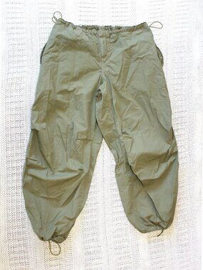 iets Frans Baggy Joggers Parachute Pants Size XL Cotton Pockets Pull on green